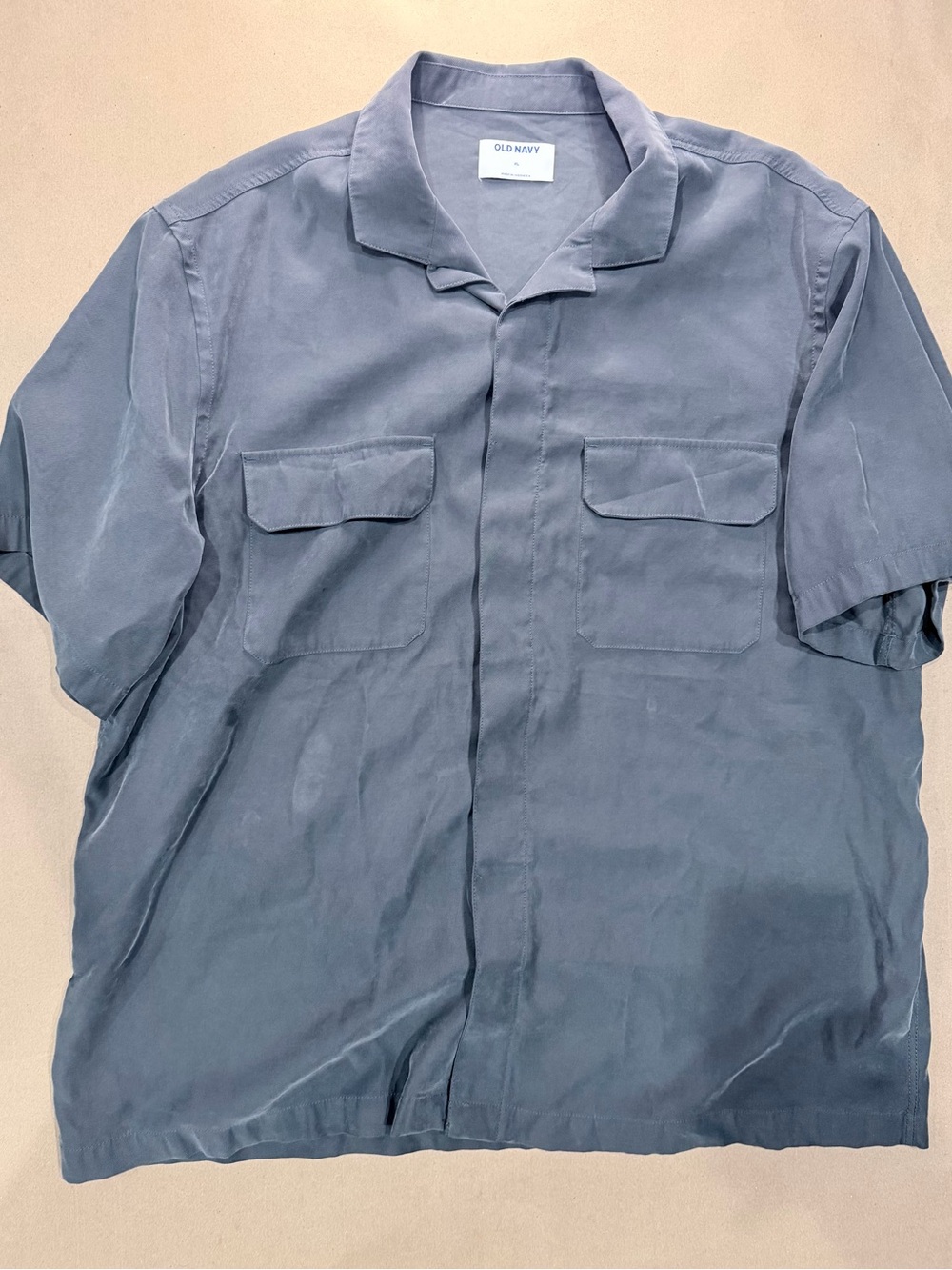 Old Navy Short‑Sleeve Button‑Up Shirt – Men’s XL Gray/Green Casual